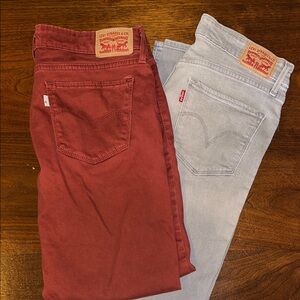 Levi's Brick Red and Light Gray Jeans Pair